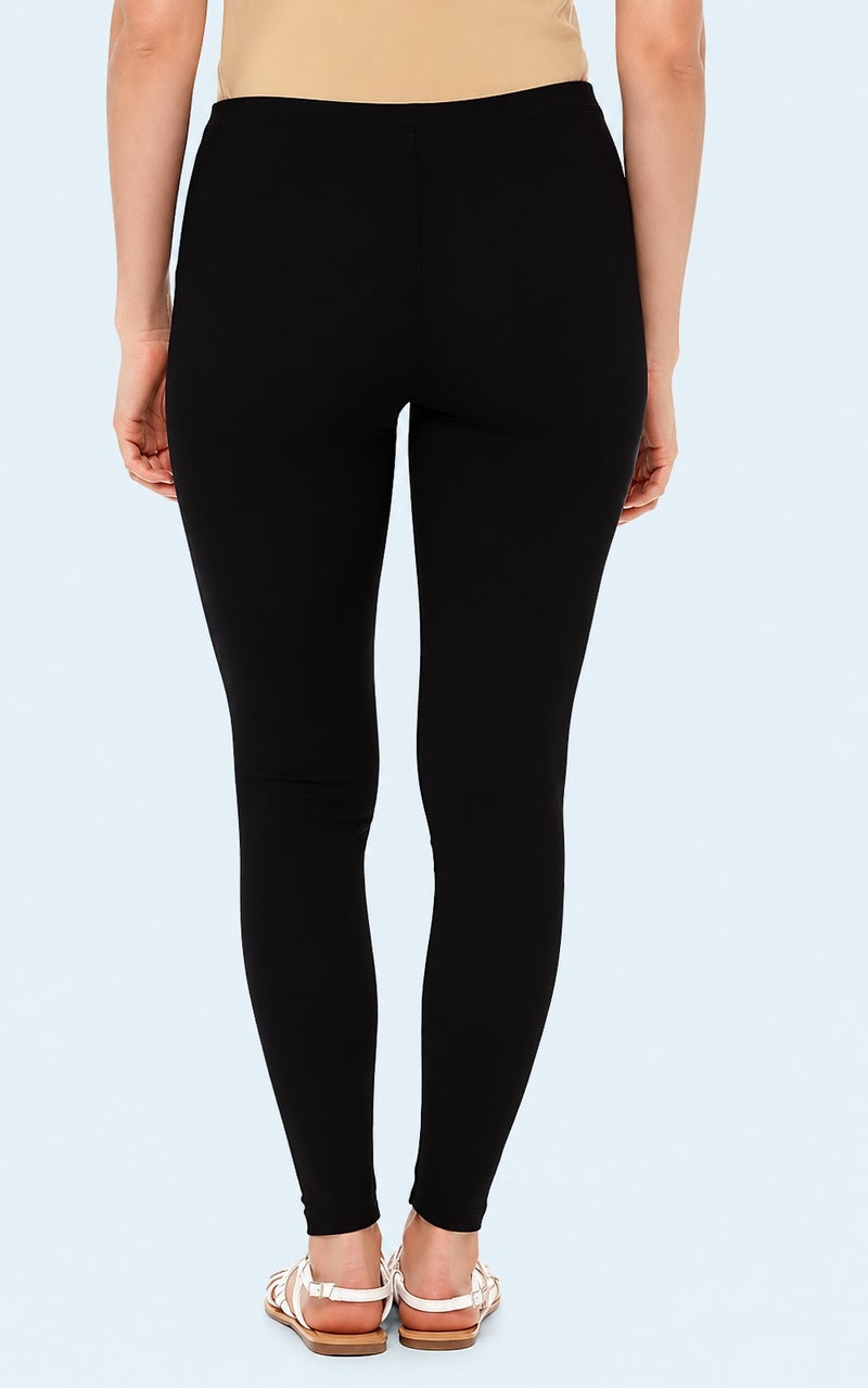Fabienne Cotton Leggings for Women Soft Stretch Pants Cotton Yoga Pants Elastic Waist Womens Leggings Black Skinny Comfortable Everyday Fit - Image 4