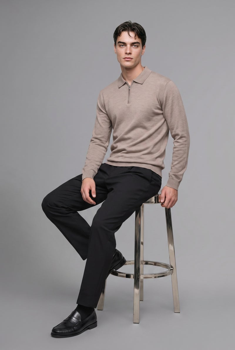 DeFacto Beige Man Standard Fit Polo Collar Knitwear Pullover Casual - Image 4
