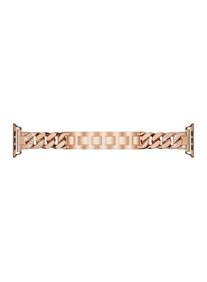 NIBEMINENT Cowboy Chain Metal Crystal Replacement Band For Apple Watch Series 4 44mm Rose Gold - Image 1