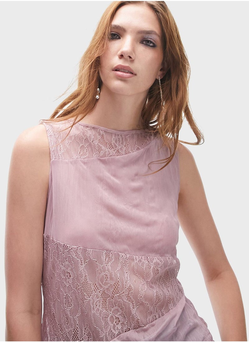TOPSHOP Mesh Detail Top  - Image 3