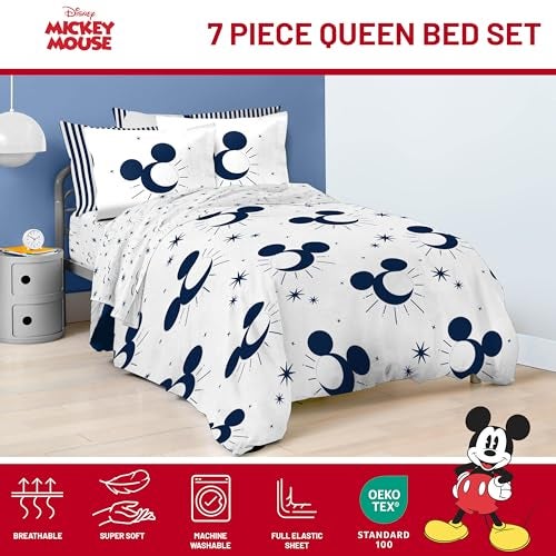 Jay Franco Disney Mickey Mouse Queen Comforter Set 7 Piece Bedding Includes Sheet Set Pillow Covers Super Soft Cozy Celestial Bedding - Image 3