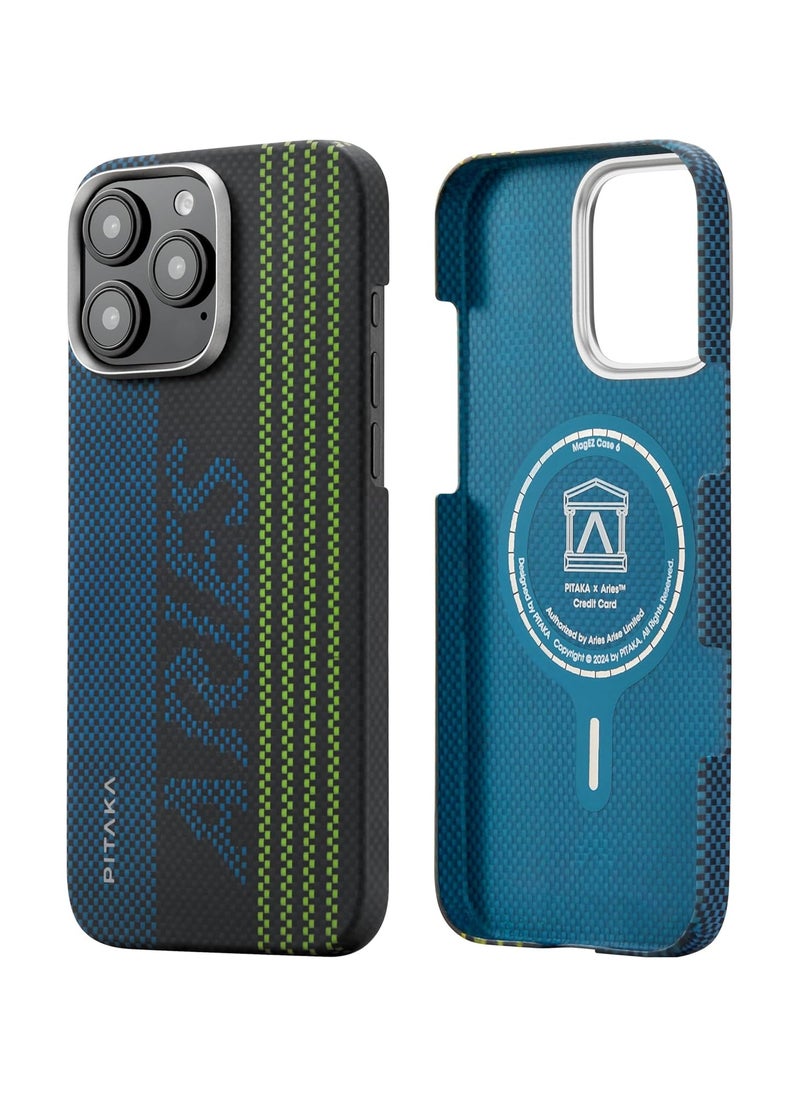 PITAKA pitaka for iPhone 16 Pro Case Compatible with MagSafe, Thin & Light iPhone 16 Pro Case with a Caseless Feel, Glow in The Dark, 1500D Aramid Fiber Woven Luminous Tactile Woven Case - Credit Card  - Image 2