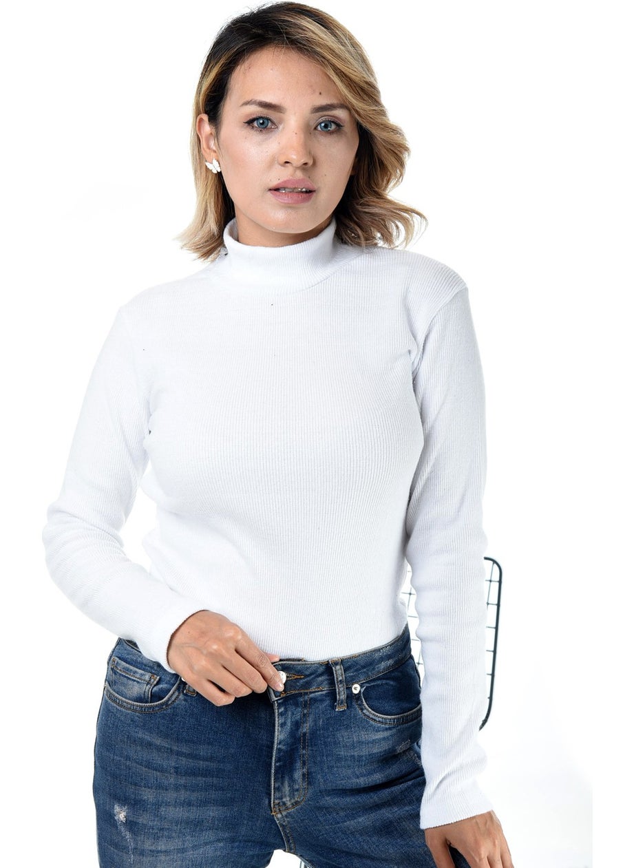 Belifanti Collection Women's White Half Turtleneck Sweater  - Image 2