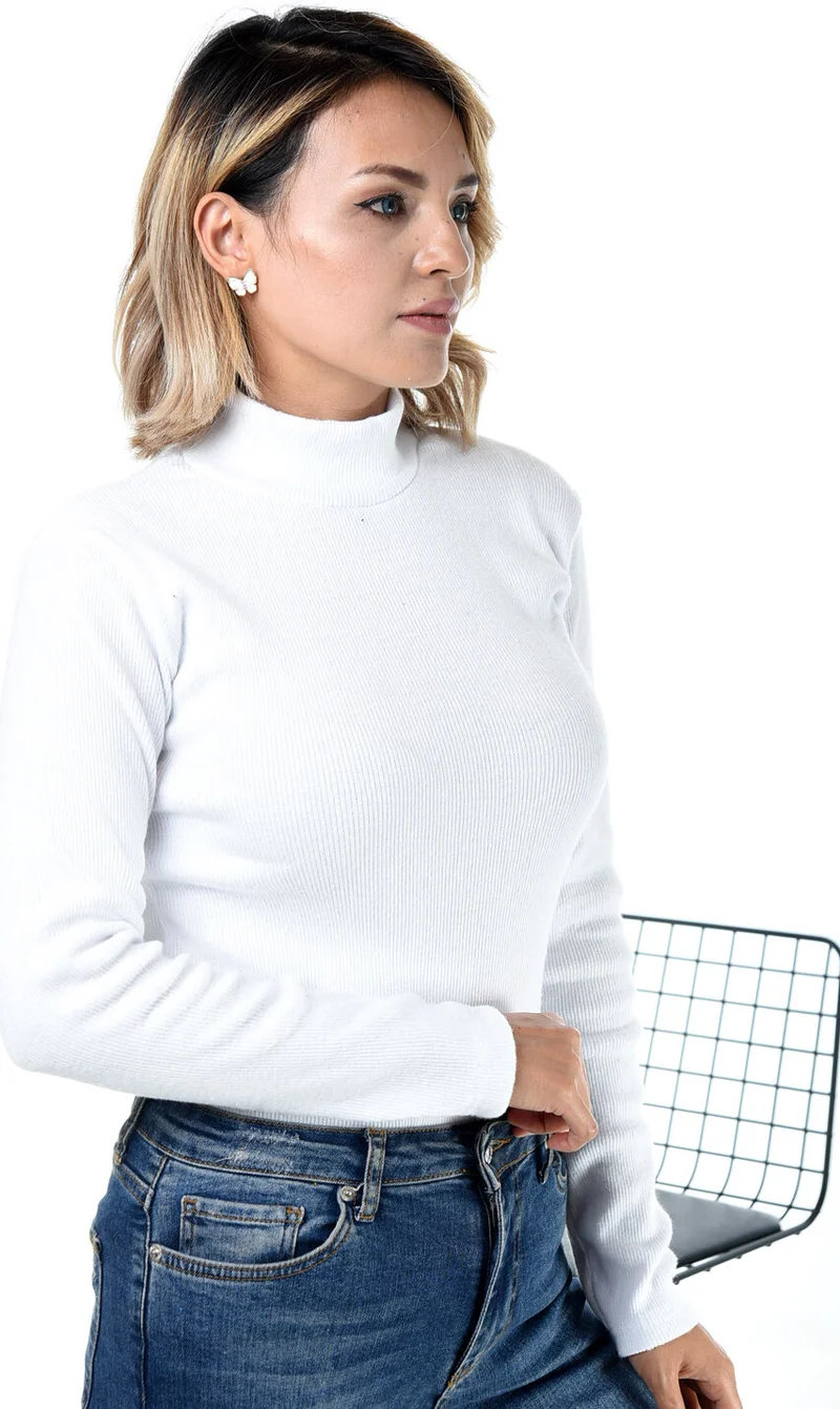 Belifanti Collection Women's White Half Turtleneck Sweater
