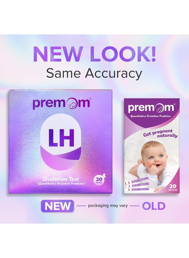 Premom شرائط اختبار الإباضة الكمية، مجموعة توقع الإباضة مع تطبيق قارئ الإباضة الرقمي الذكي، اختبارات الإباضة الرقمية، 20 اختبار LH - Image 2
