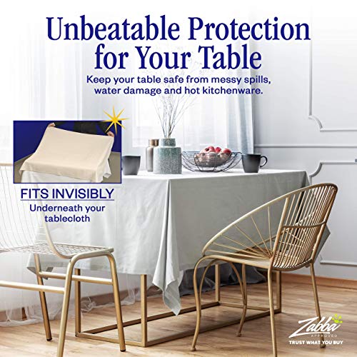 Nuvantee Revolutionary Table Pad - Waterproof, Protects Table from Spills and Heat - 52 X 108 Inch Deluxe Vinyl Premium Table Protector - Flannel Backing, Lies Flat - Image 2