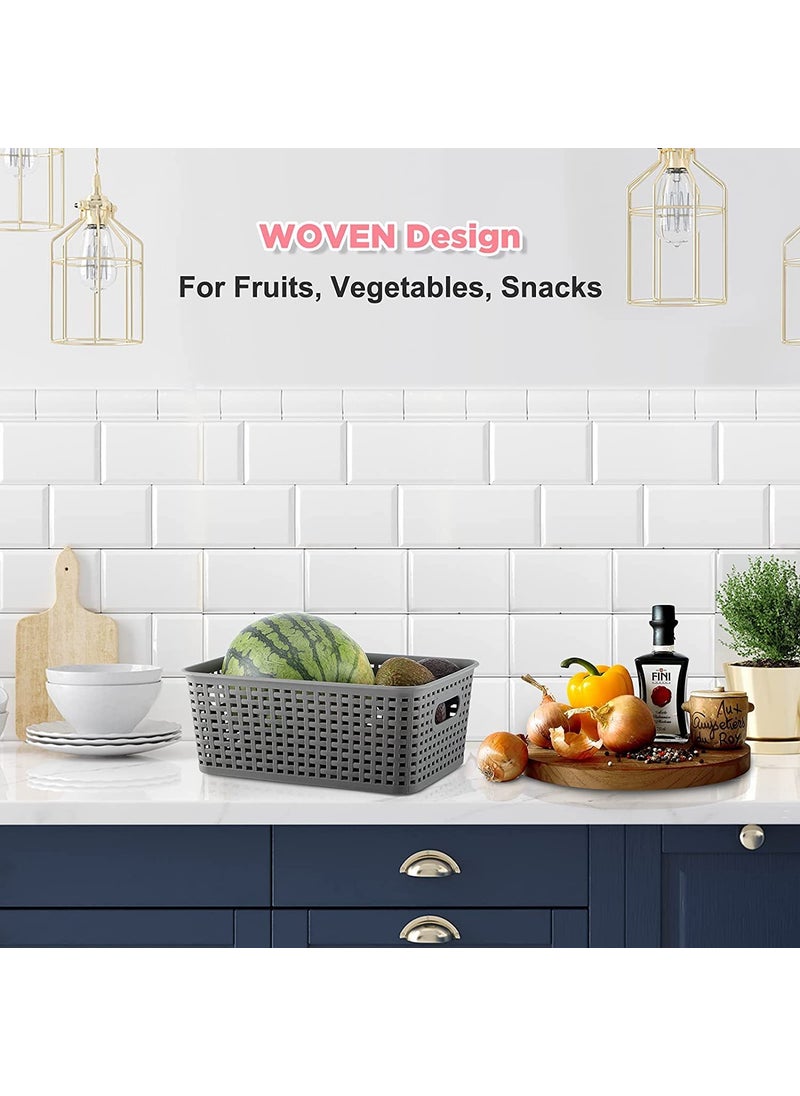 Wincy Wincy Multipurpose Plastic Baskets HomeKitchen Storage Basket Pack of 3 Baskets with 3 Lids  - Image 5