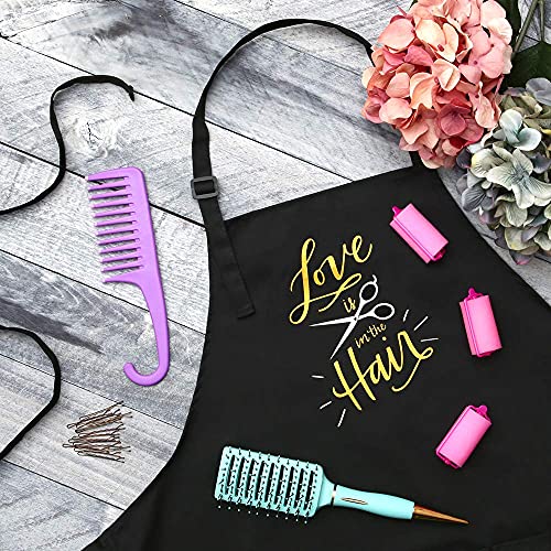 Plum Hill Love is in The Hair Stylist Apron for Hairdressers, Salons, Cosmetology, Black - Image 4