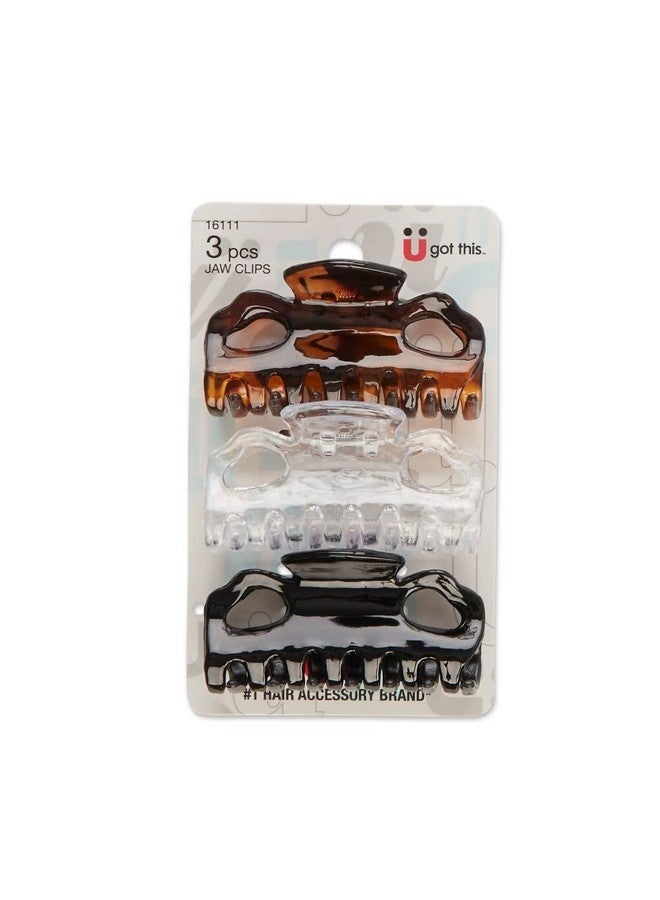 Scunci 2-Loop Jaw Clips, 6-CM Assorted Colors, 3-Count per Pack (1-Pack) - Image 1