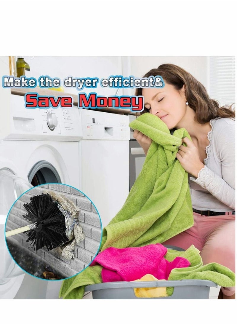 Dryer Vent Cleaner Kit (30Feet) Reusable Lint Remover Fireplace Chimney Brushes, Flexible Brush with Drill Attachment for Faster Cleaning