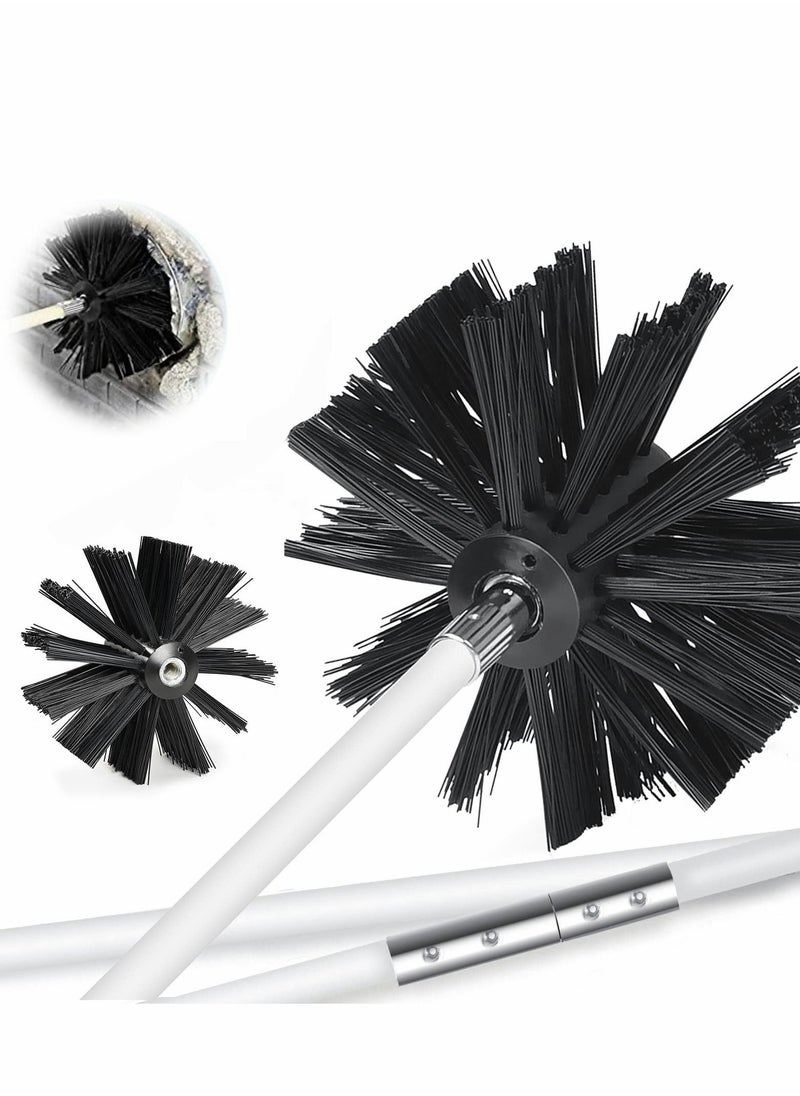 Dryer Vent Cleaner Kit (30Feet) Reusable Lint Remover Fireplace Chimney Brushes, Flexible Brush with Drill Attachment for Faster Cleaning