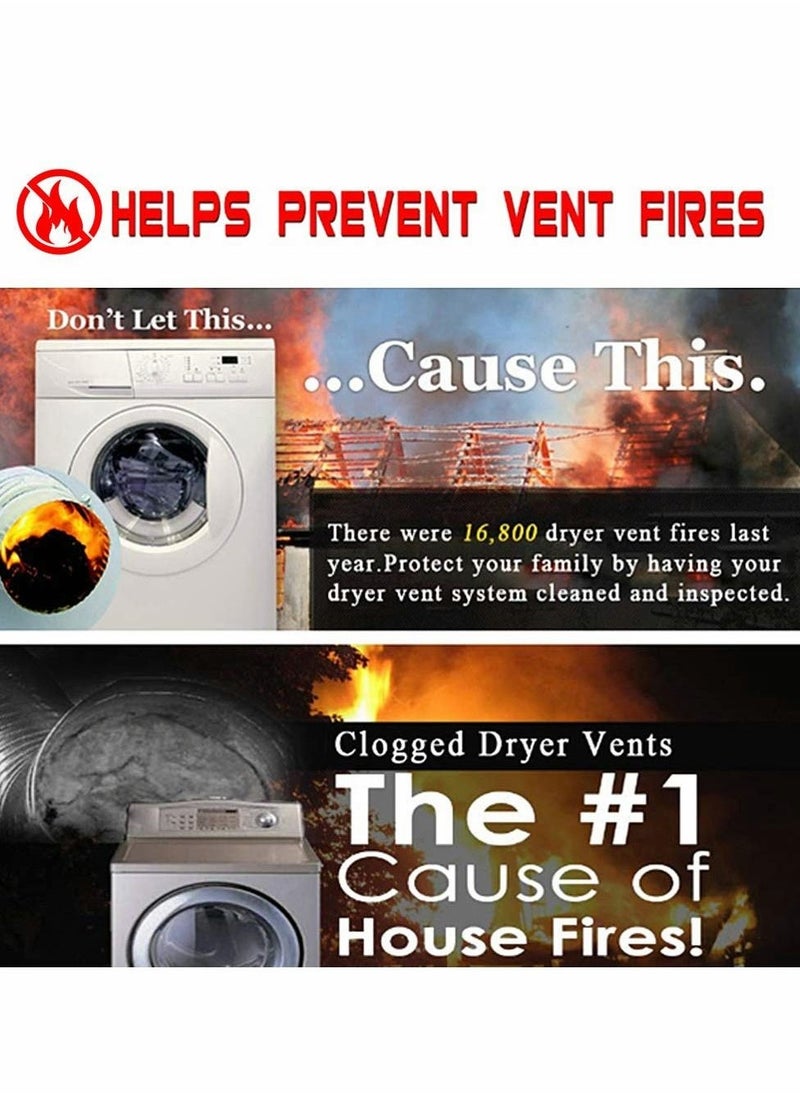 Dryer Vent Cleaner Kit (30Feet) Reusable Lint Remover Fireplace Chimney Brushes, Flexible Brush with Drill Attachment for Faster Cleaning