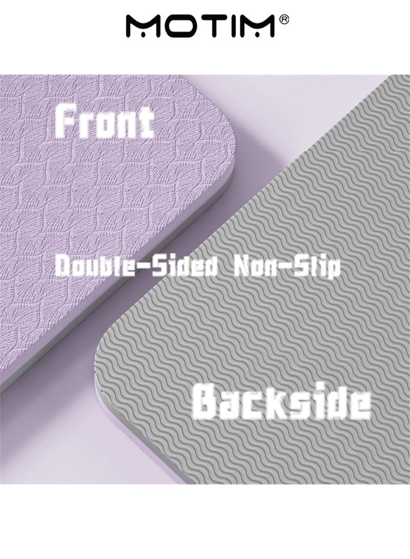موتيم سجادة اليوغا TPE السميكة للغاية مع خطوط الموقف وحصيرة تجريب المنزل ذات السطح الملمس لتمرين البيلاتس والتمدد تتضمن حزام وحقيبة تخزين (183 * 60 * 0.6 سم) - Image 5