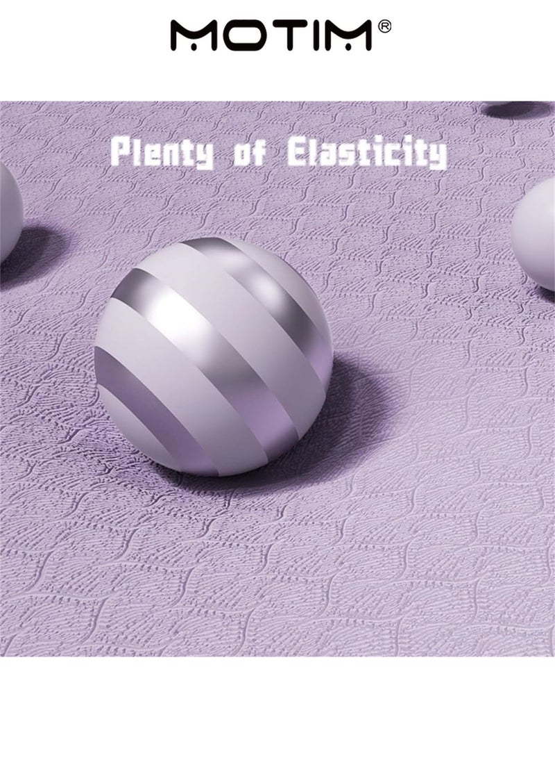 موتيم سجادة اليوغا TPE السميكة للغاية مع خطوط الموقف وحصيرة تجريب المنزل ذات السطح الملمس لتمرين البيلاتس والتمدد تتضمن حزام وحقيبة تخزين (183 * 60 * 0.6 سم) - Image 2