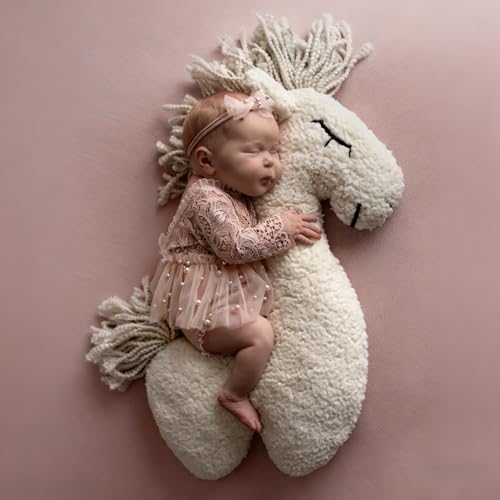 Befygier Newborn Photography Outfits Girl, 2 PCs Baby Girl Photoshoot Props, Newborn Lace Romper with Headband Set for Photo Shoot (Pink Long Sleeve) - Image 5