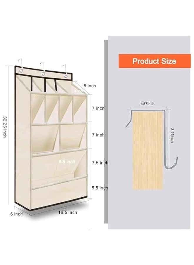 هوكور SupWolf Over the Door Shoe Rack for Closet, Fit 14+ Pairs Sneakers Large Hanging Shoe Organizer, Shoe Holder Back of Door Dorm and Narrow Door Shoe Storage, Accessories (Beige) - Image 4