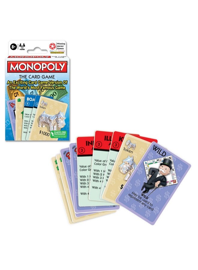 Winning Moves Monopoly The Card Game Games USA, Rummy Style Card Game Version of The World's Most Famous Game for 2 to 4 Players, Ages 8+, Blue - Image 1