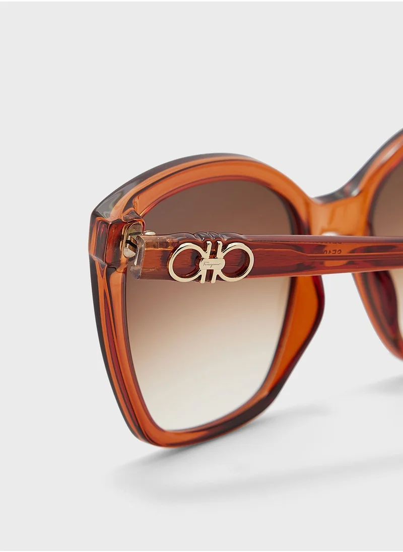 FERRAGAMO Modified Rectangle Oversized Sunglasses
