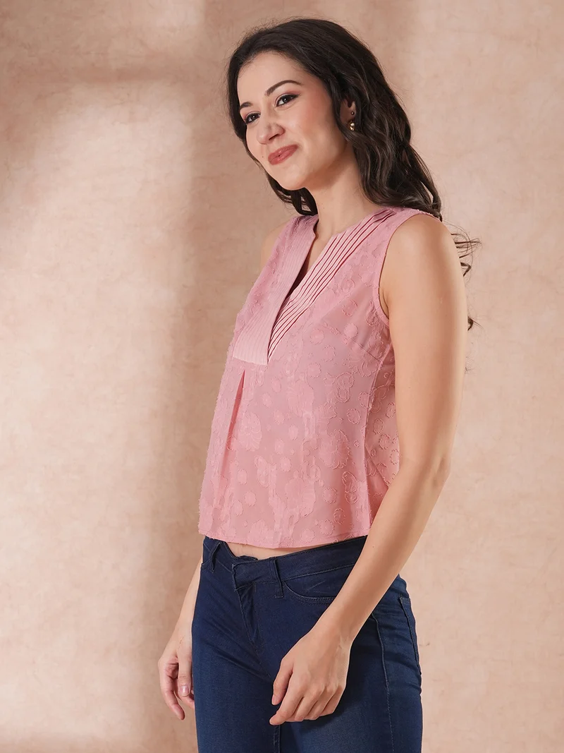 globus Women Floral V-Neck Sleeveless Top