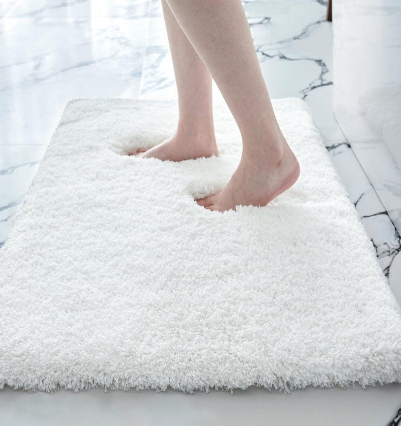 Disolla Small Bathroom Rugs 17x24 Non Slip White Fluffy Bath Mat for Bathroom Floor Machine Washable Plush Luxury Bath Rug for Tub Soft Shaggy Absorbent Shower Mat - Image 2