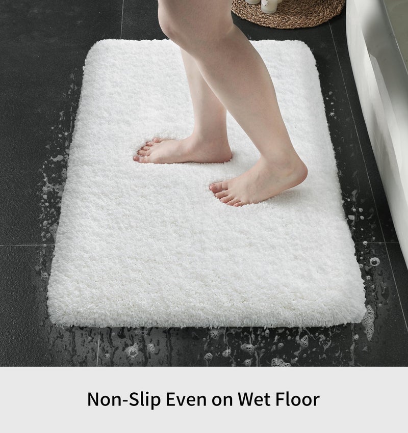 Disolla Small Bathroom Rugs 17x24 Non Slip White Fluffy Bath Mat for Bathroom Floor Machine Washable Plush Luxury Bath Rug for Tub Soft Shaggy Absorbent Shower Mat - Image 4