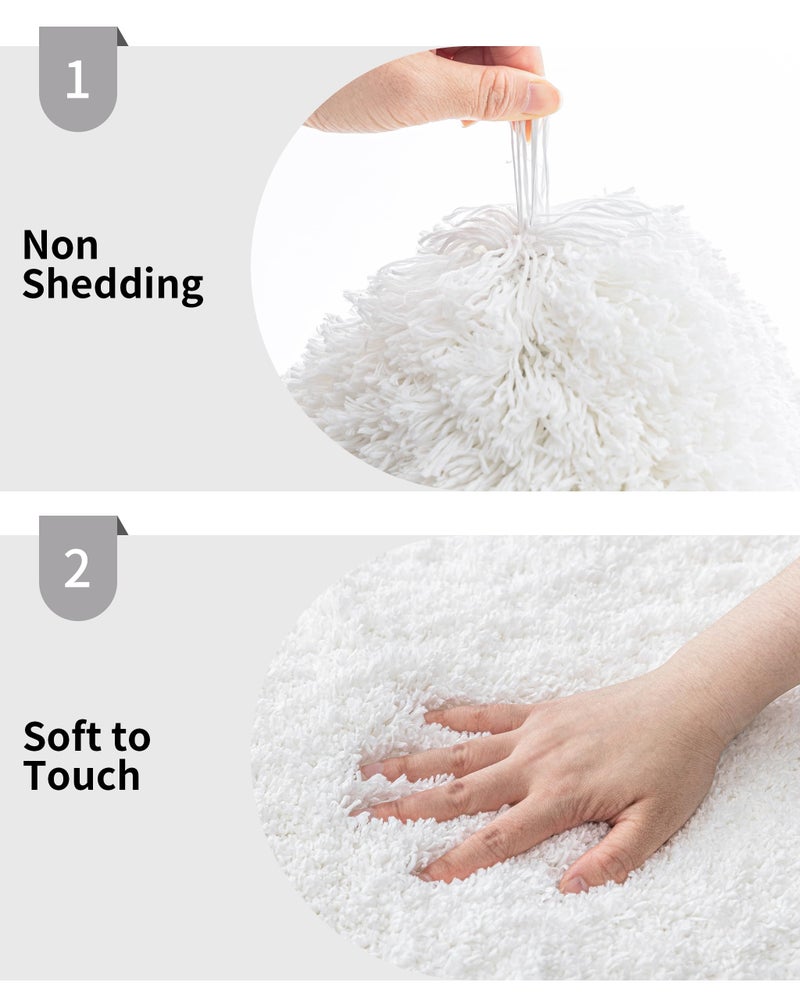 Disolla Small Bathroom Rugs 17x24 Non Slip White Fluffy Bath Mat for Bathroom Floor Machine Washable Plush Luxury Bath Rug for Tub Soft Shaggy Absorbent Shower Mat - Image 5