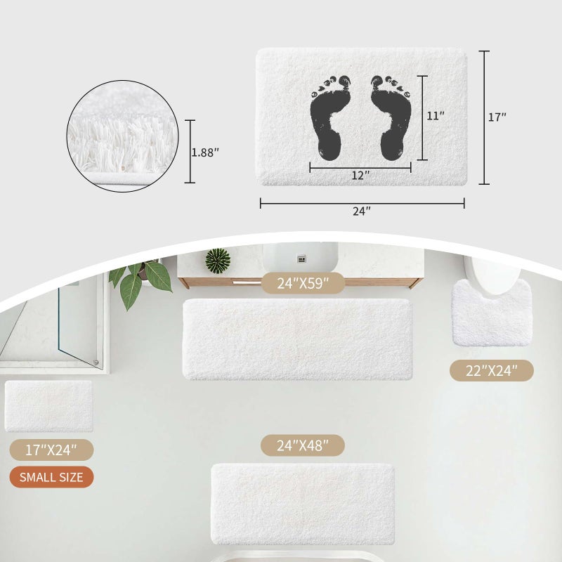 Disolla Small Bathroom Rugs 17x24 Non Slip White Fluffy Bath Mat for Bathroom Floor Machine Washable Plush Luxury Bath Rug for Tub Soft Shaggy Absorbent Shower Mat - Image 3