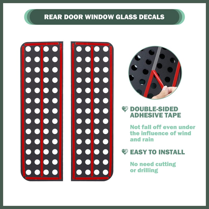 Phamyor Rear Door Window Glass Decals Aluminum Alloy Glass Panel Cover Trim Fit for 2007-2018 Jeep Wrangler JK JKU Sport Rubicon Sahara Unlimited 4-Door, 2PCS, Black - Image 3