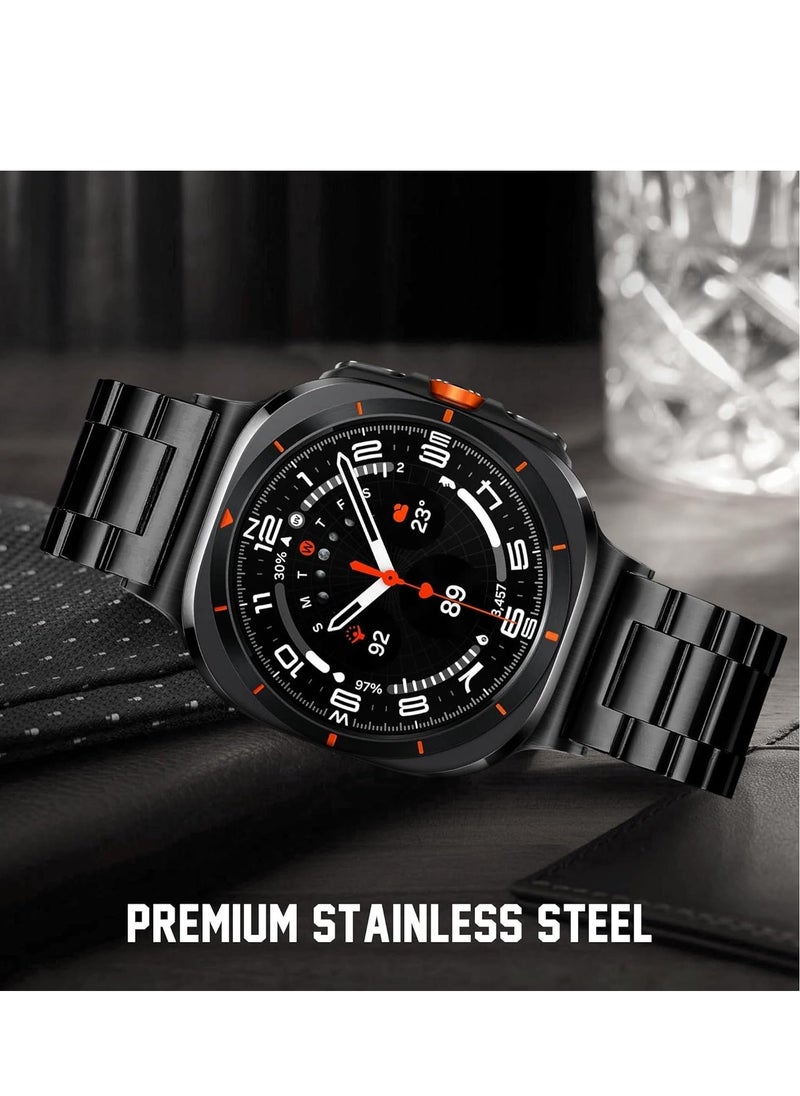 JAJEEK "Stainless Steel Replacement Band for Samsung Galaxy Watch Ultra 47mm (2024) – Premium Metal No Gap Strap for Men and Women, Elegant Business & Dressy Style - Black" - Image 5