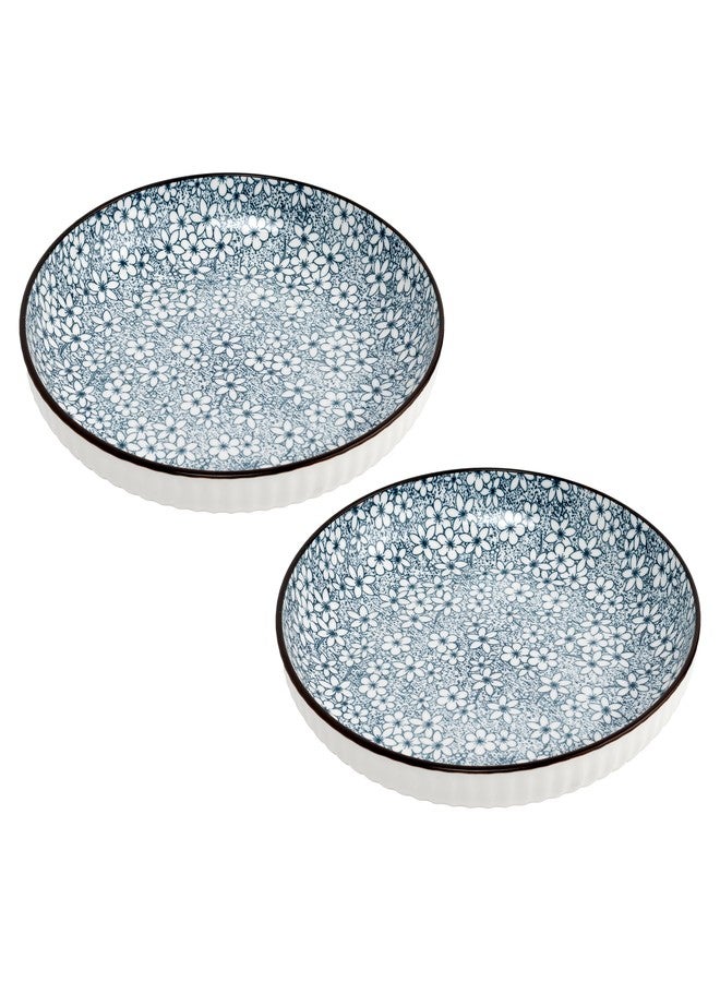 OLWICK طبق عشاء دائري من السيراميك على الطراز الياباني من OLWICK® مقاس 8 بوصات - آمن للاستخدام في الميكروويف وغسالة الصحون، طبق بورسلين 20.4 × 4.3 سم للمأكولات البحرية والمقبلات والوجبات الخفيفة، ساكورا (قطعتان) - Image 1