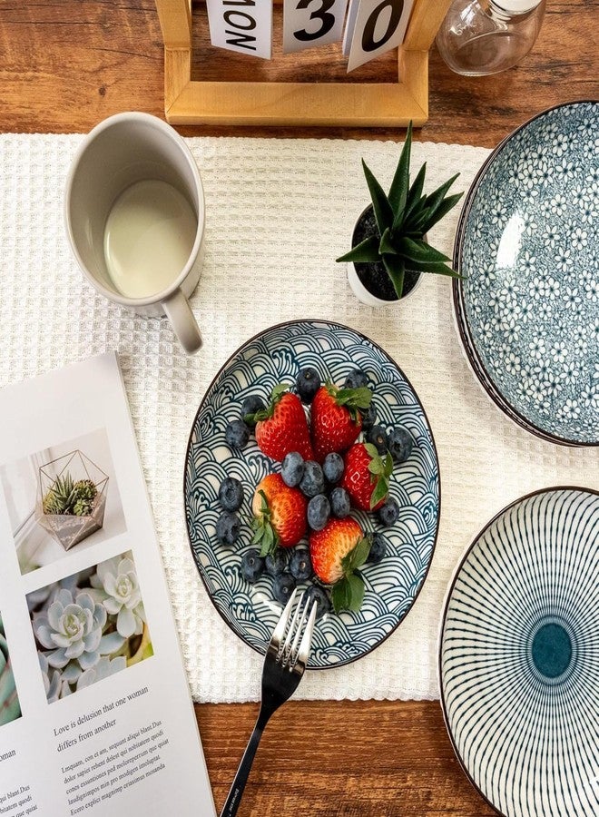 OLWICK طبق عشاء دائري من السيراميك على الطراز الياباني من OLWICK® مقاس 8 بوصات - آمن للاستخدام في الميكروويف وغسالة الصحون، طبق بورسلين 20.4 × 4.3 سم للمأكولات البحرية والمقبلات والوجبات الخفيفة، ساكورا (قطعتان) - Image 4