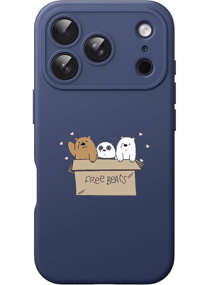 Theodor Protective Slim Fit Case Liquid Silicone Cover with Full Body Protection Anti-Scratch Shockproof Case For Apple iPhone 17 Pro (Blue) We are bears - Image 1
