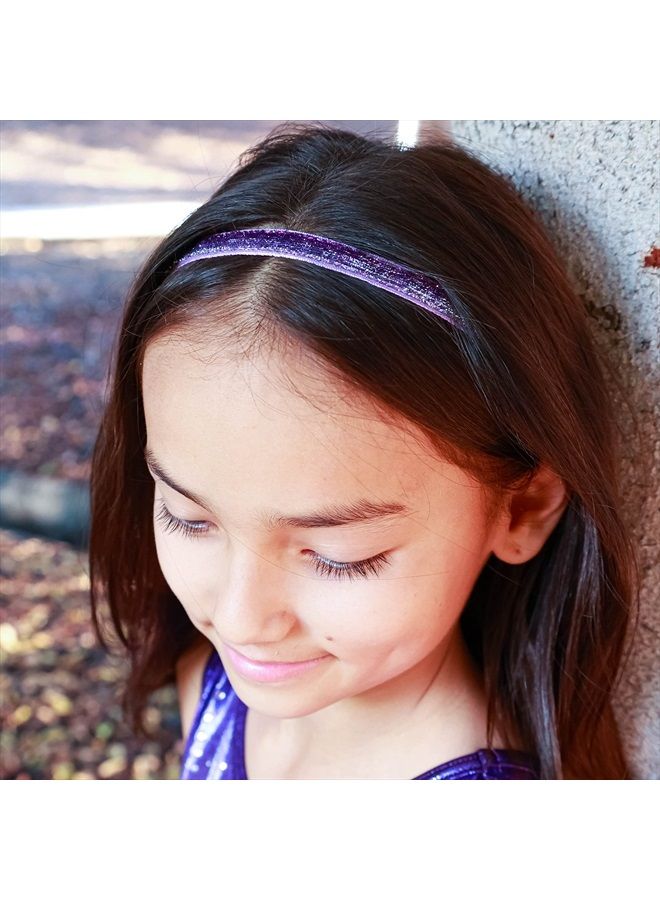 FROG SAC 6 Sparkly Glitter Elastic Headbands For Girls, Adjustable Non Slip Thin Stretch Sports Headband for Teens, Cute Stretchy Nonslip Fashion Teen Girl Hair Accessories, Yoga and Sport Head Wraps  - Image 5