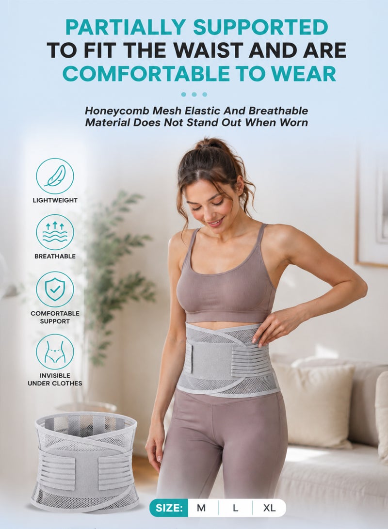DBLEW Waist Brace Lumbar Support Belt Breathable Back Support for Lower Back Pain Relief  Double Compression Waist Brace for Gym, Work, Lifting & Daily Use, Grey - Image 4
