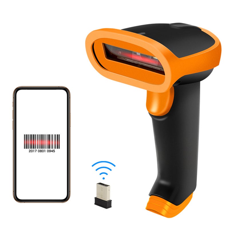 Wireless 2.4G 1D Barcode Scanner Handheld USB Wired Bar Code Reader Manual Trigger Scanning Support Paper Code/Screen Code Compatible with Windows Android iOS System for Supermarket Library Logistics - Image 1