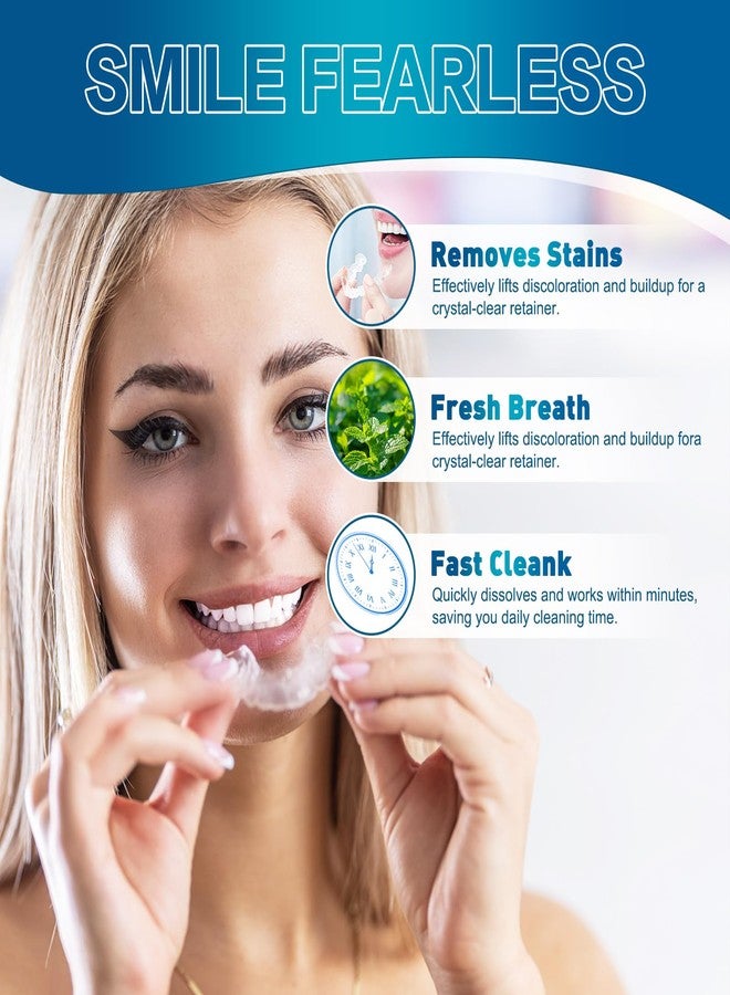 HIHWEM Retainer Cleaner Tablets, Denture Cleaner Effervescent Tablets - 120 Count, 4 Month Supply, Remove Stains & Odors for Clear Aligners, Night Guards, Mouthguards, Non-Abrasive, Bleach-Free - Image 5