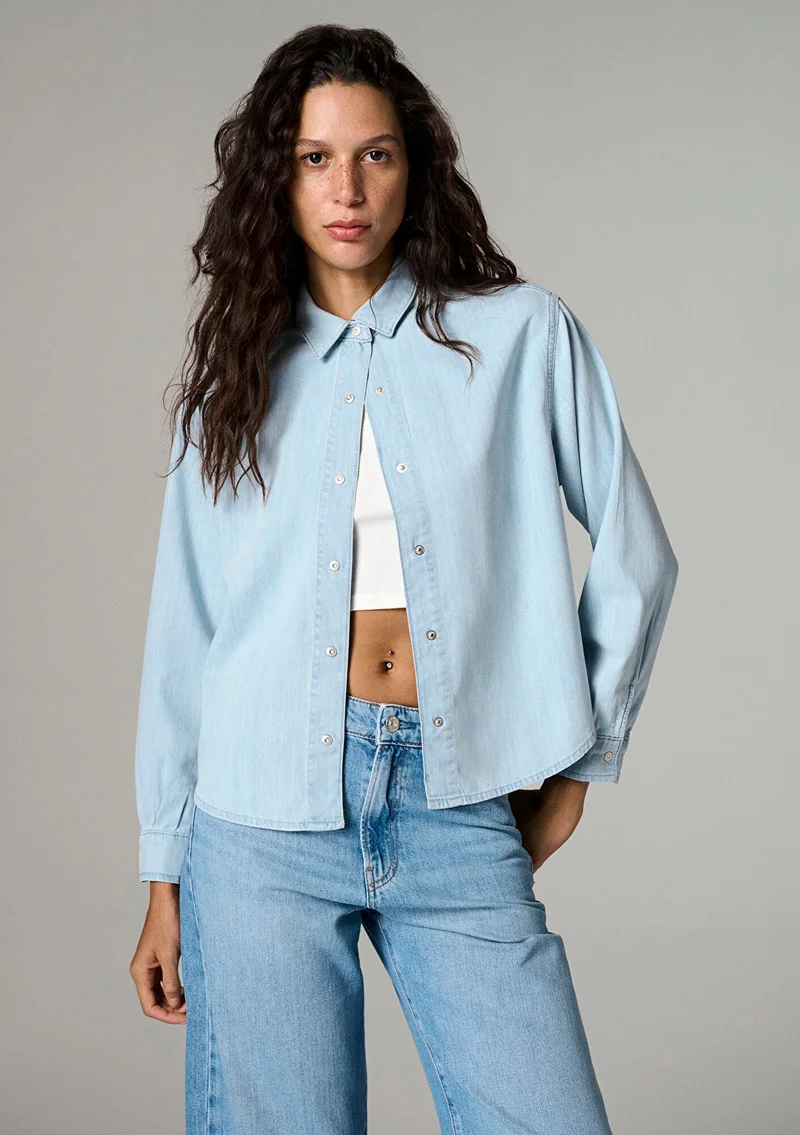 Mavi Carlia Classic Denim Light Blue Jean Shirt