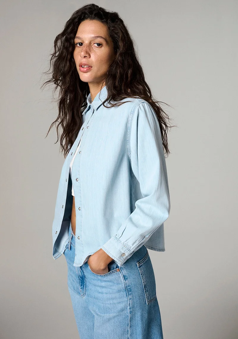 Mavi Carlia Classic Denim Light Blue Jean Shirt