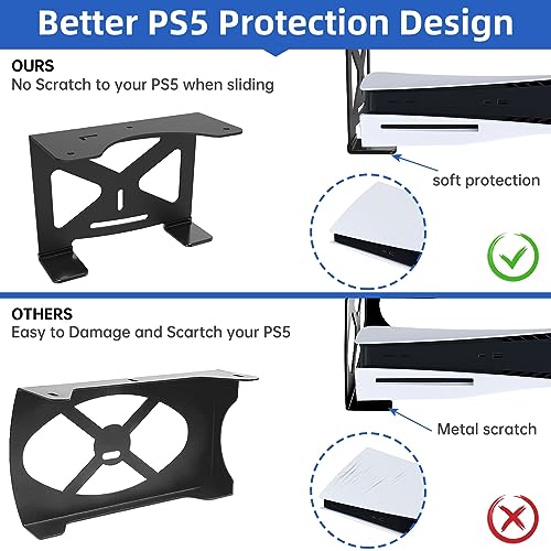 FOROIRON Under Desk Holder for PS5,Stealth Mount Compatible with PlayStation 5 Disc & Digital Edition Stand - Image 3