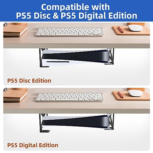 FOROIRON Under Desk Holder for PS5,Stealth Mount Compatible with PlayStation 5 Disc & Digital Edition Stand - Image 5