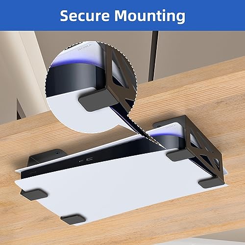 FOROIRON Under Desk Holder for PS5,Stealth Mount Compatible with PlayStation 5 Disc & Digital Edition Stand - Image 2
