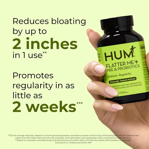 HUM Flatter Me Digestive Enzymes Plus Prebiotics & Probiotics, Digestive Health Bloating Supplement for Women & Men, Fast Acting Anti Bloat Pills Multi Enzyme for Debloating, Vegan, 60 Capsules - Image 3