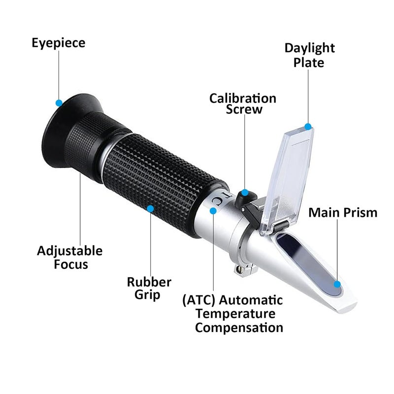 Hallocool Alcohol Refractometer of 0~80% v/v Volume Percent Scale Range, Alcohol Refractometer for Spirit Alcohol Volume Percent Measuring in Alcohol Liquor Production, Distilled Beverages - Image 4