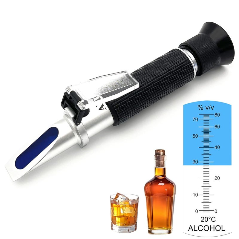 Hallocool Alcohol Refractometer of 0~80% v/v Volume Percent Scale Range, Alcohol Refractometer for Spirit Alcohol Volume Percent Measuring in Alcohol Liquor Production, Distilled Beverages - Image 1