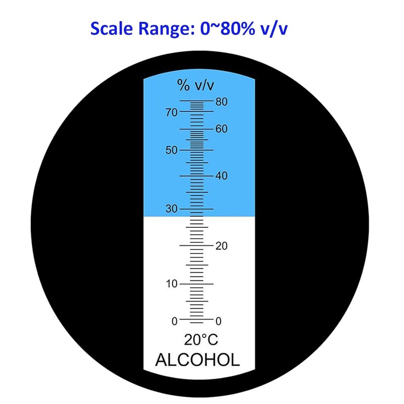Hallocool Alcohol Refractometer of 0~80% v/v Volume Percent Scale Range, Alcohol Refractometer for Spirit Alcohol Volume Percent Measuring in Alcohol Liquor Production, Distilled Beverages - Image 2