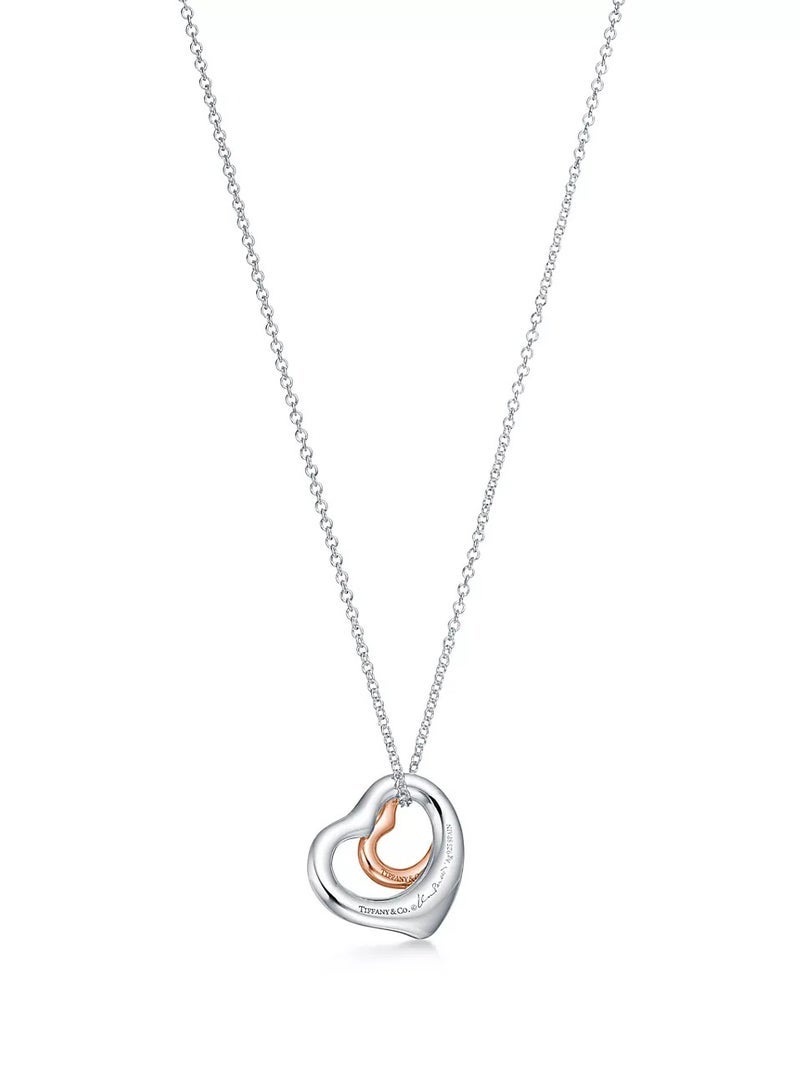 Tiffany & Co. tiffany open heart necklace in sterling silver and 18k rose gold - Image 3