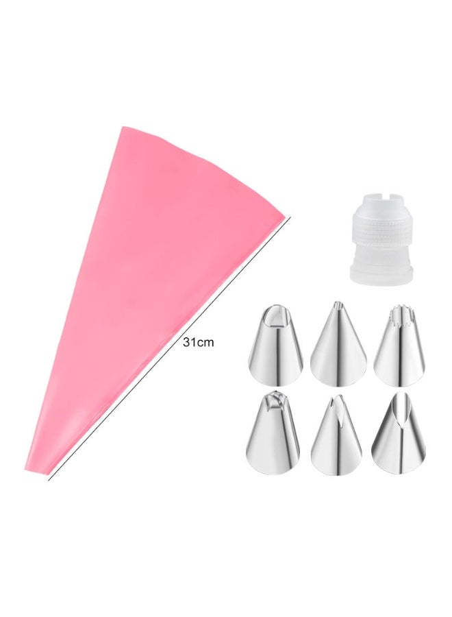 كيك أنابيب أكياس ونصائح، 6 ديكور الفولاذ المقاوم للصدأ المعجنات نصائح 1 Coupler و 1 أكياس المعجنات القابلة لإعادة الاستخدام - Image 1