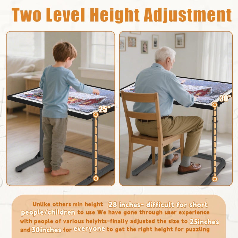 Doerpuz Puzzle Table 1500pcs,Adjustable Height and 90Â°up Angles Puzzle Board for Saving Storage Space,Aluminum Jigsaw Puzzle Tables for Adults with Drawers - Image 5