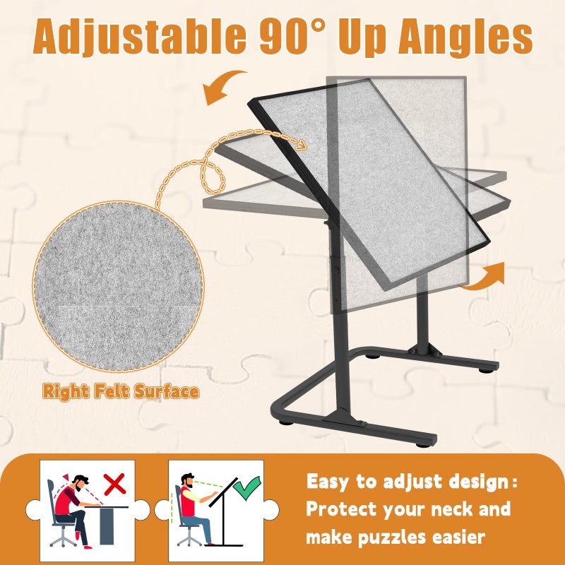 Doerpuz Puzzle Table 1500pcs,Adjustable Height and 90Â°up Angles Puzzle Board for Saving Storage Space,Aluminum Jigsaw Puzzle Tables for Adults with Drawers - Image 2