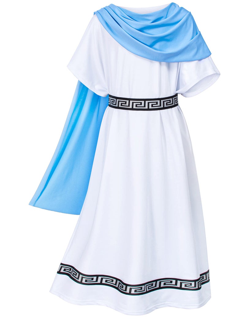 Yoroka Kids Grecian Robe for Medieval times Olympic palace White Toga Costume 8-10 Years (140) - Image 3